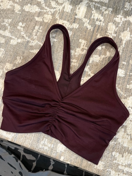 ALO Yoga Other - ALO Yoga Maroon Ruched V‑Neck Sports Bra